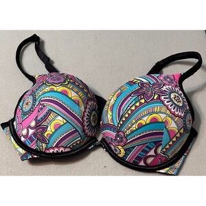 Cacique Intimates Underwire Pushup Bra 42B Multicolor Psychedelic Paisley Floral